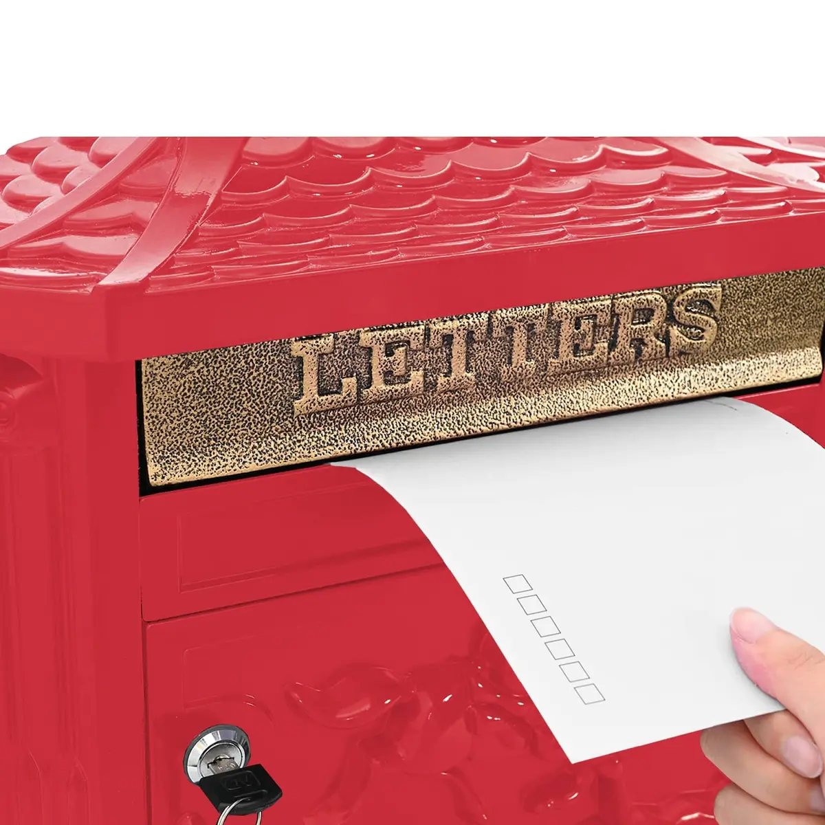 Wall Mounted Mailbox Red Vintage Retro Post Letter Box Garden Outdoor Decor