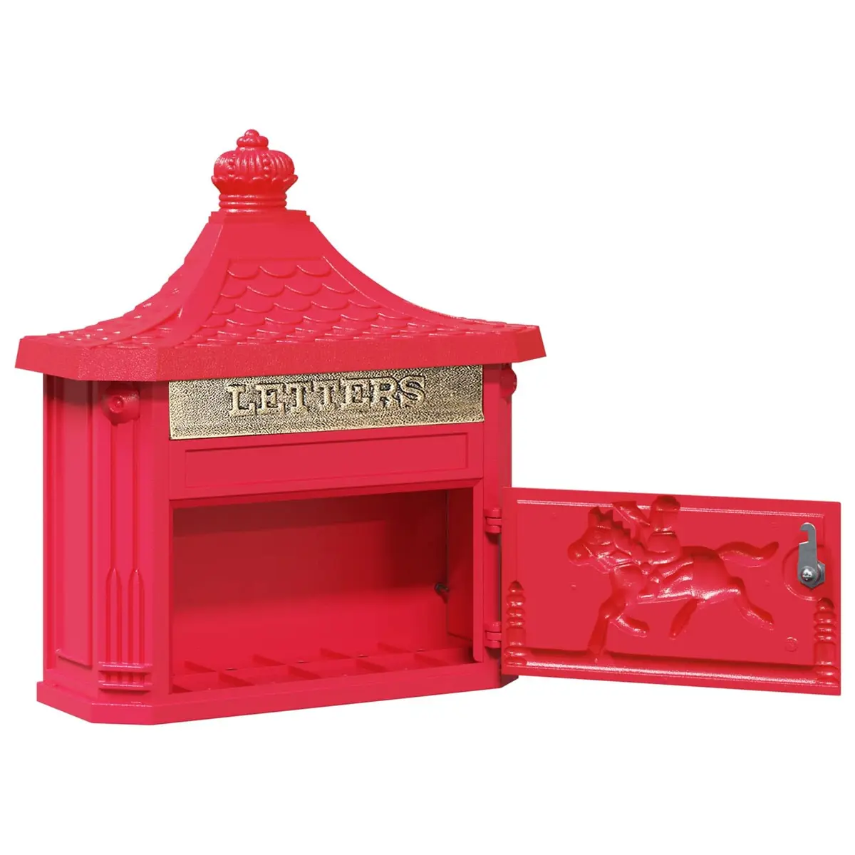 Wall Mounted Mailbox Red Vintage Retro Post Letter Box Garden Outdoor Decor