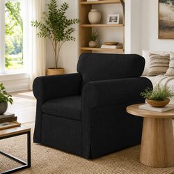 Black Modular Sofa: Dimensions 95x82x80 cm, Metal Frame