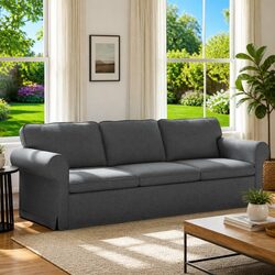Modular Fabric Sofa in Grey - Dimensions 245 x 82 x 80 cm