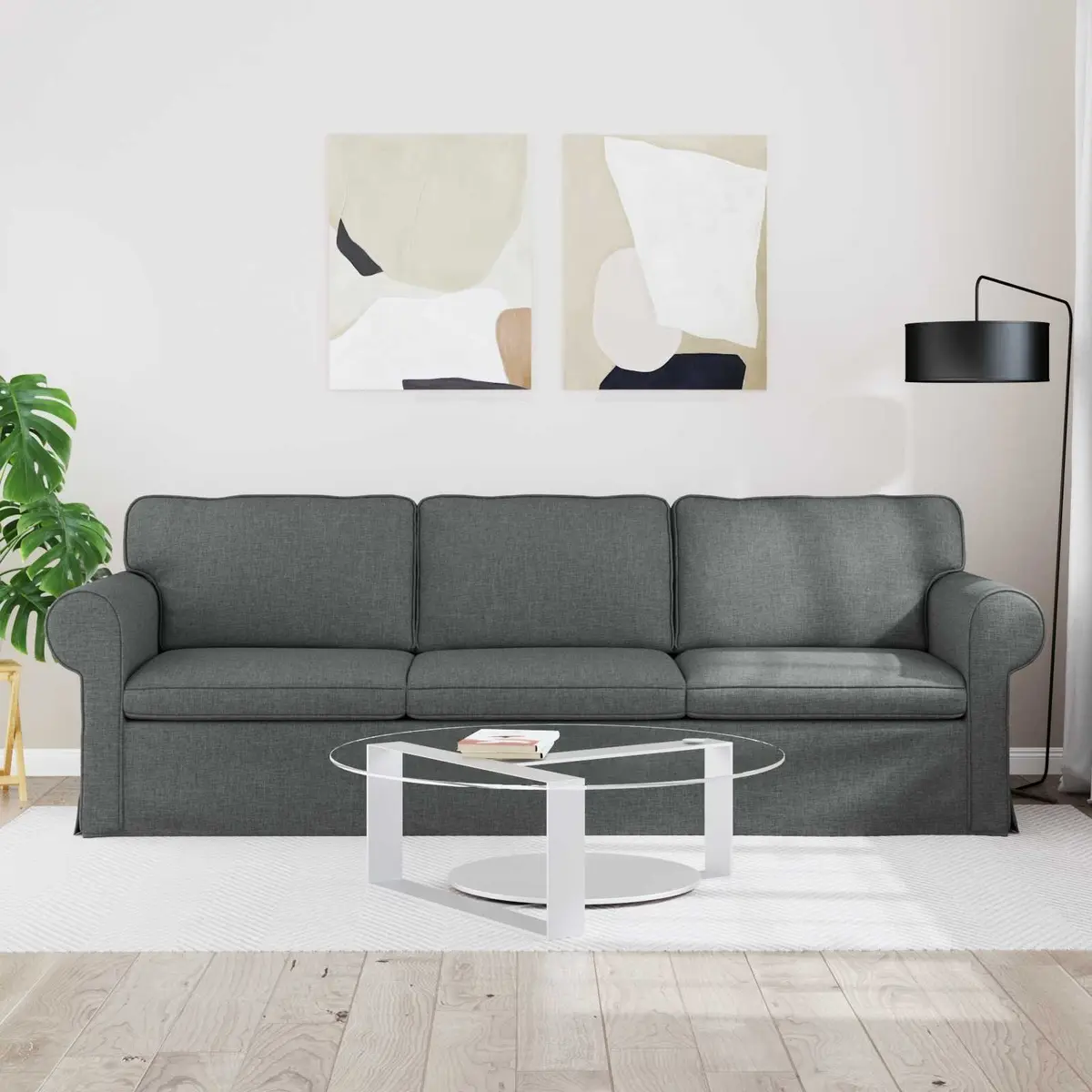 Modular Sofa Living Room Grey Fabric 245cm