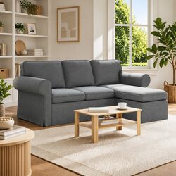 Dark Grey Fabric Sofa - 195cm Wide, Durable & Comfortable