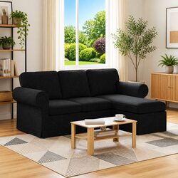 Specs-Driven Modern Black Sofa 195x138x80cm