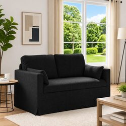 Black Fabric Sofa Dimensions 139x78x80cm with Metal Frame