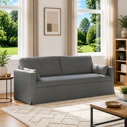 Grey Fabric Sofa 198 x 78 x 80 cm Modern Living Room Seating Metal Frame