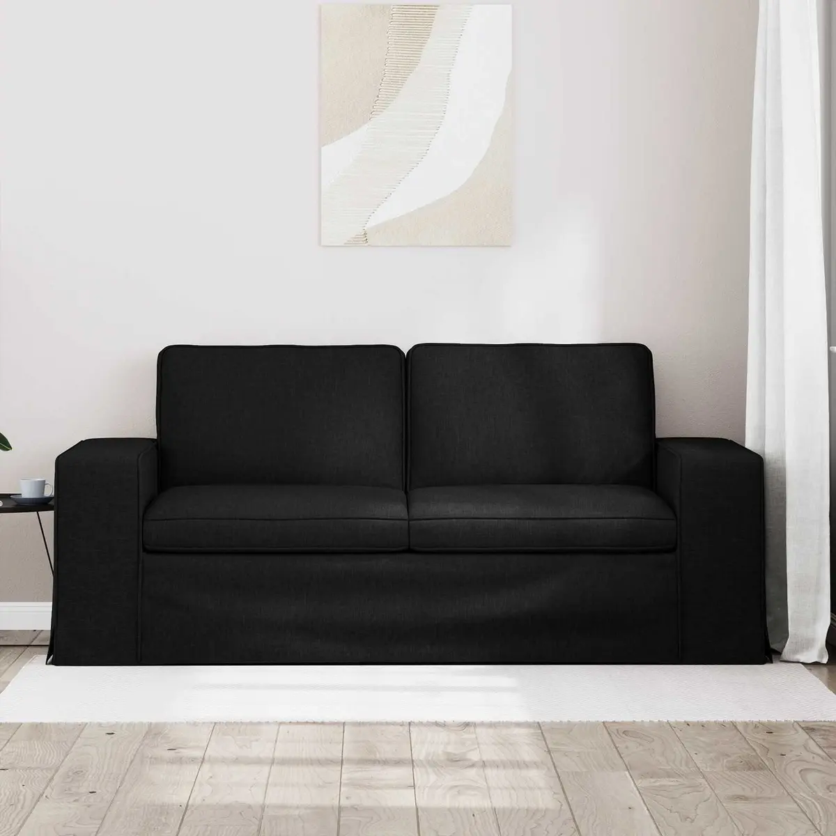 Modular Sofa Black Lounge Sectional Fabric Couch 182cm Wide