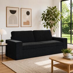 Black Modular Sofa Dimensions 222x80x82cm with Metal Frame