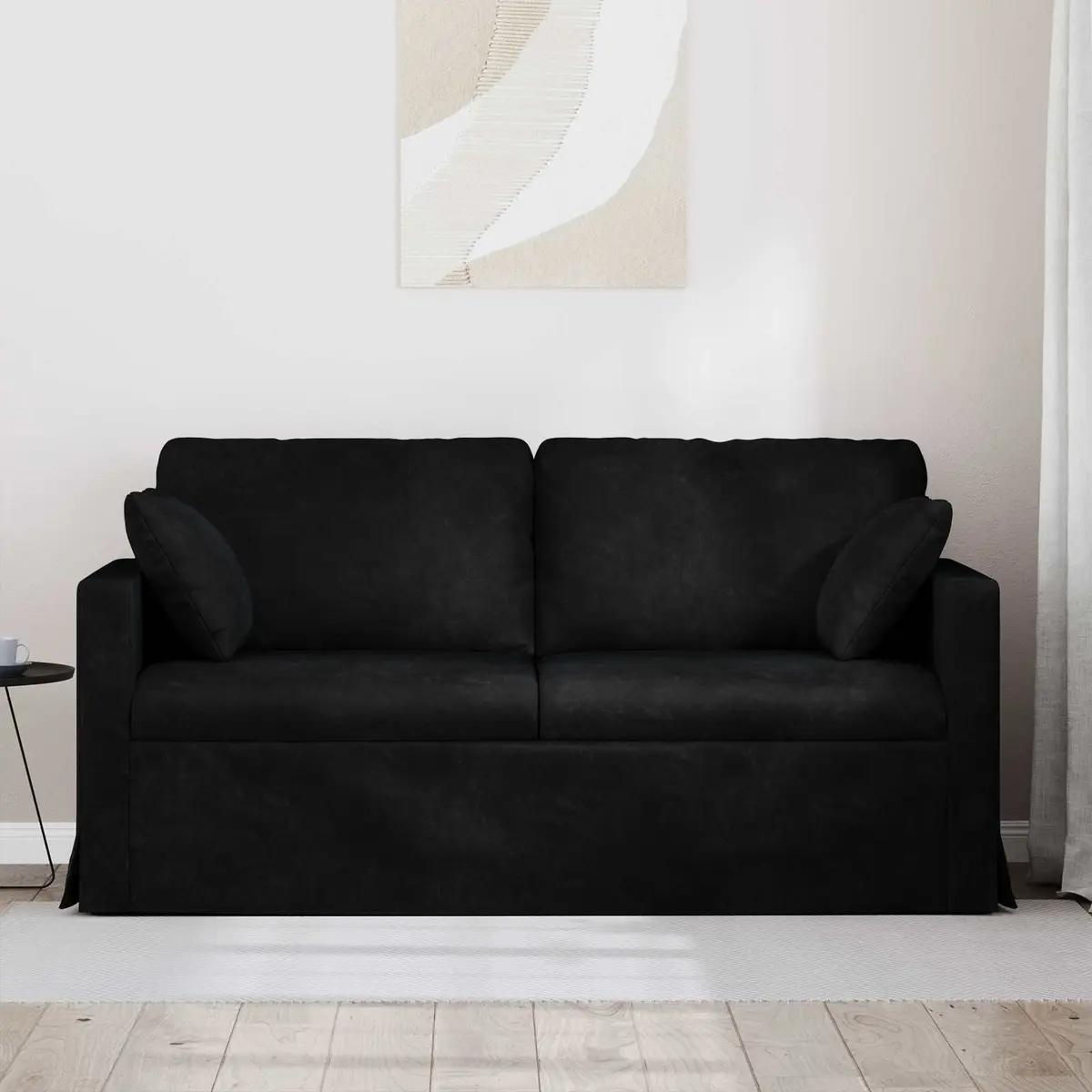 Black Velvet Sofa Modern Lounge Couch Living Room Furniture 158cm Wide Modular