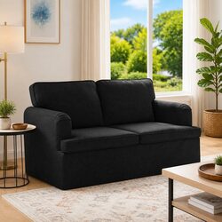 Sofa Specifications: Black Fabric 144 x 80 x 85 cm