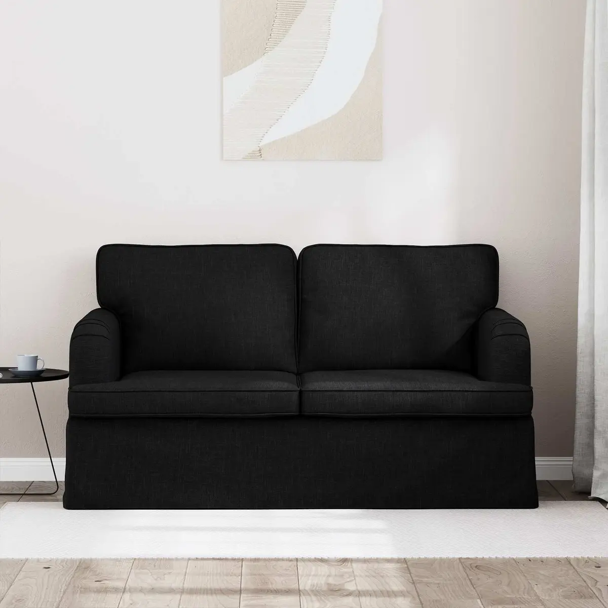 Sofa Black 144 x 80 x 85 cm Fabric Modern Lounge Seating Modular Furniture