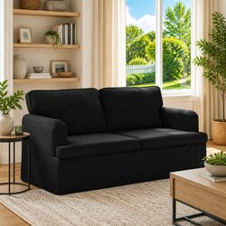Black Fabric Sofa Dimensions: 162x80x85cm