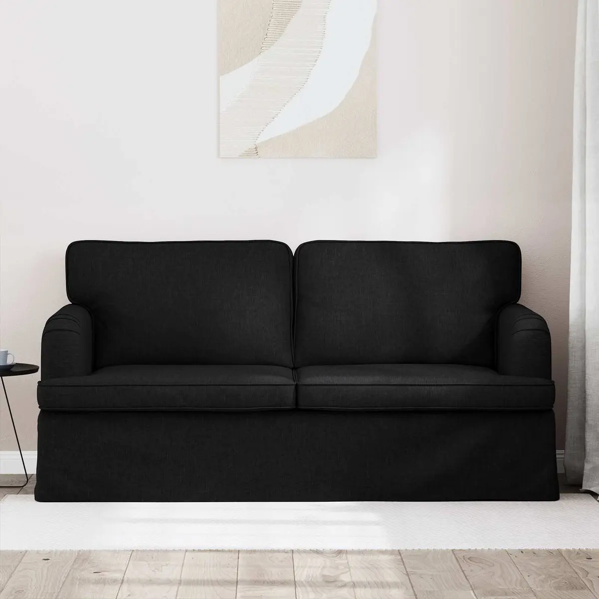 Black Fabric Sofa 162x80x85cm Modern Living Room Bedroom Modular Lounge Couch