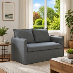 Grey Modular Sofa with Solid Frame and Cushions