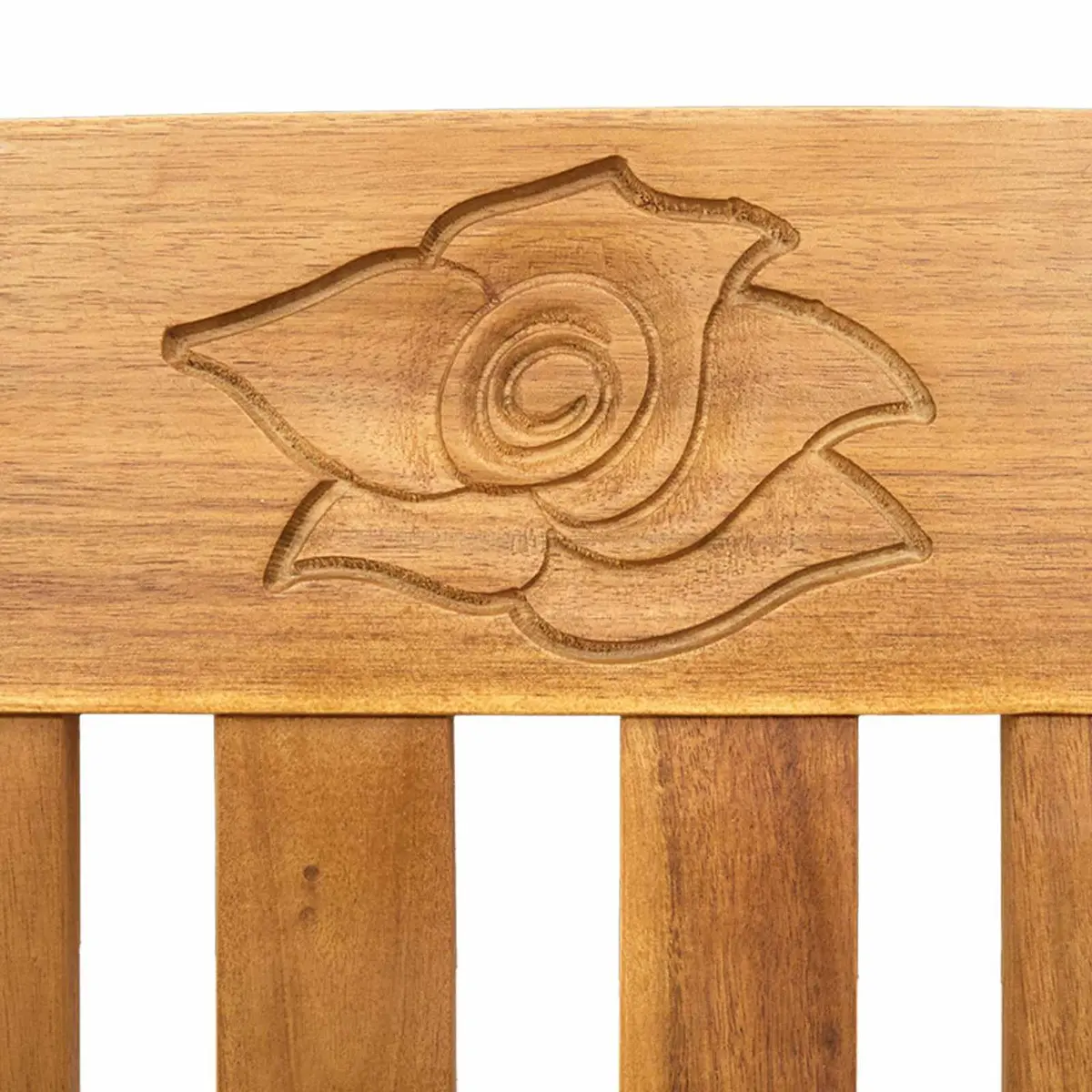 Outdoor Rose Bench Garden Patio Seating Hand-Carved Design Solid Wood