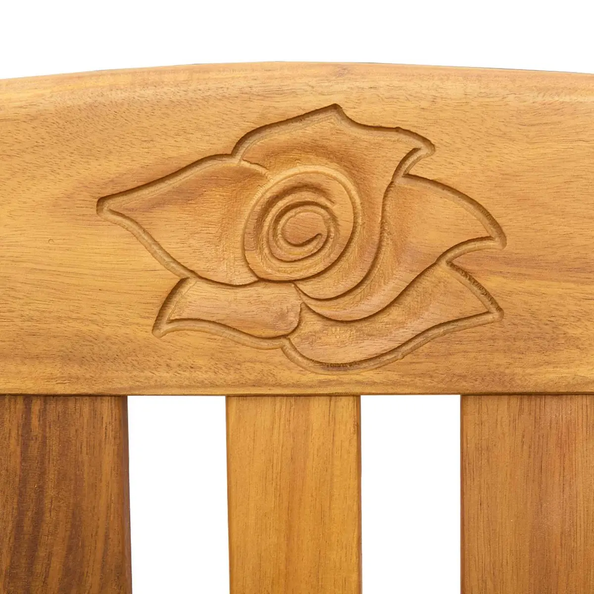 Outdoor Rose Bench Hand-Carved Garden Seating Solid Wood Patio Furniture