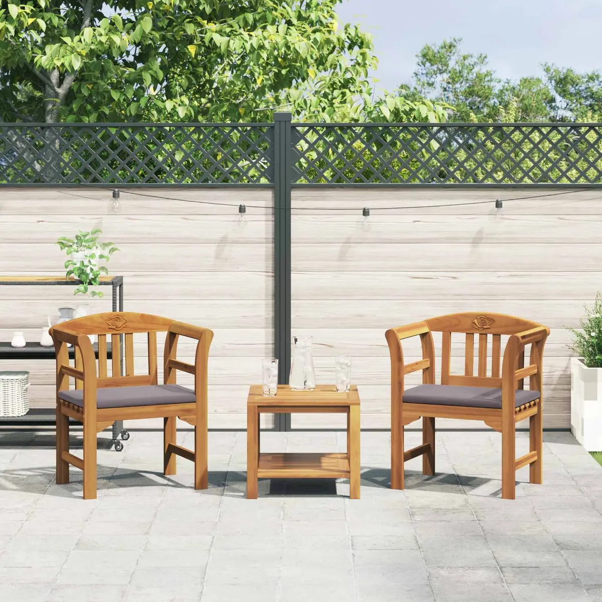 Outdoor Bench Garden Patio Solid Wood Curved Armrests 68.5 x 46 x 82.5 cm