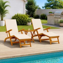 Sun Lounger Reclining Chair Folding Outdoor Garden Patio Lounge Seating Acacia