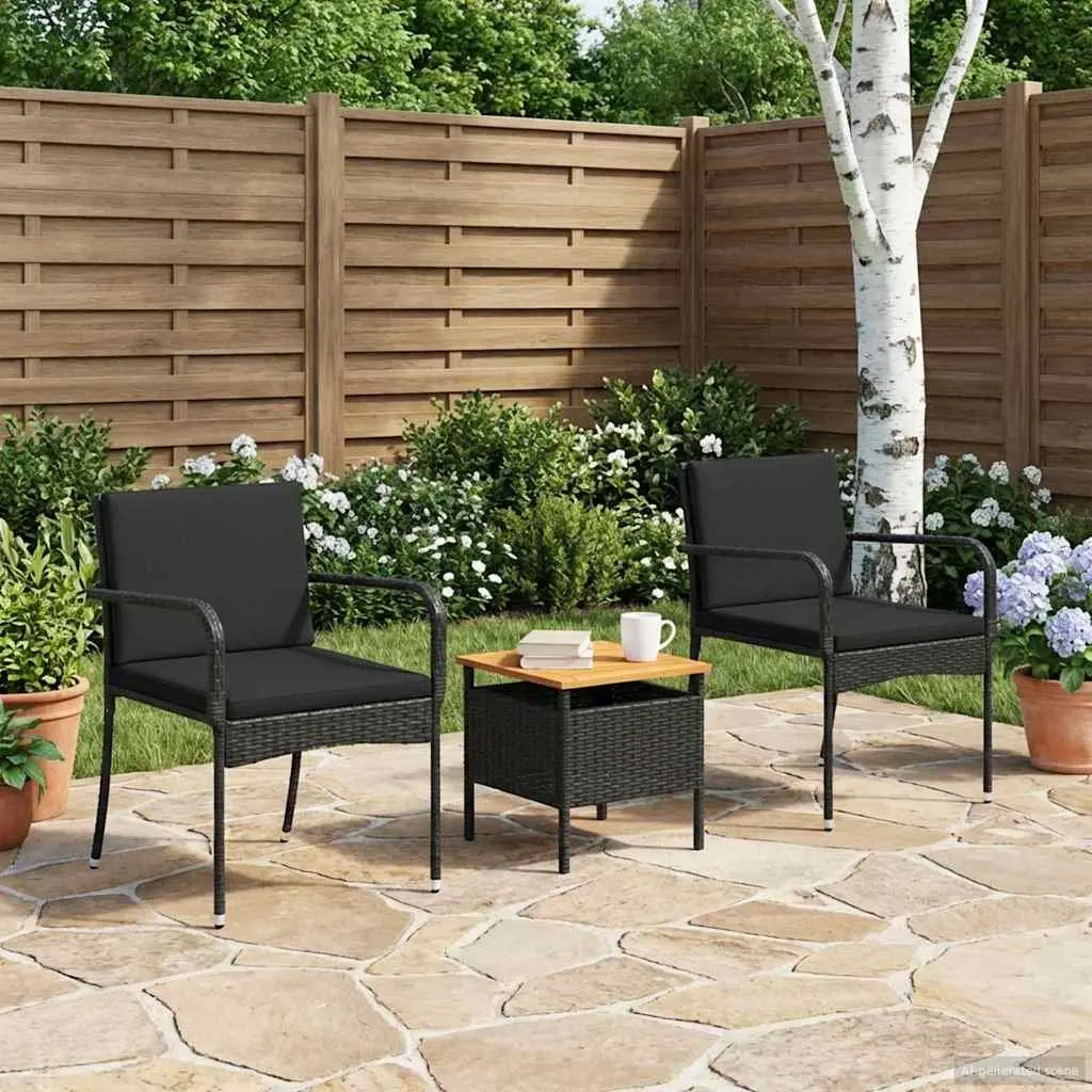 Garden Furniture Set Outdoor Patio Seating with Cushions Steel Frame Acacia Wood Table