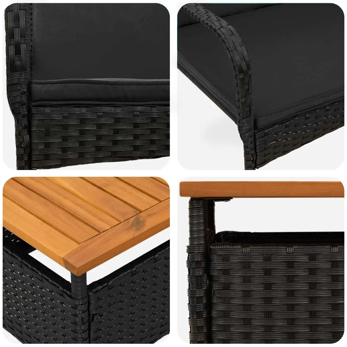 Garden Furniture Set Outdoor Patio Seating with Cushions Steel Frame Acacia Wood Table