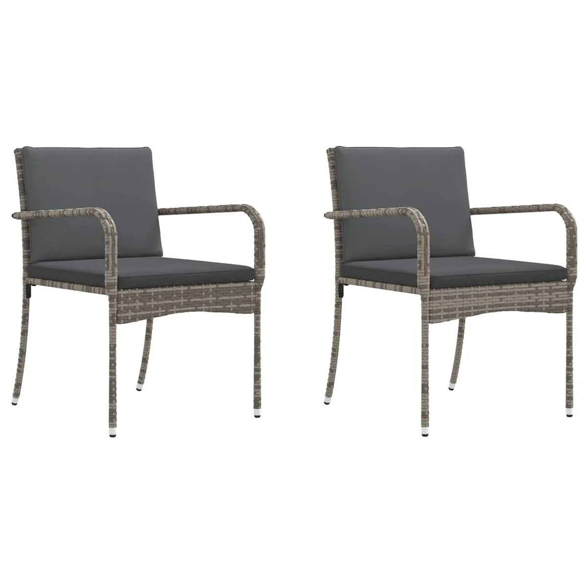 Garden Bistro Set Outdoor Furniture 3 Piece Grey Poly Rattan with Cushions
