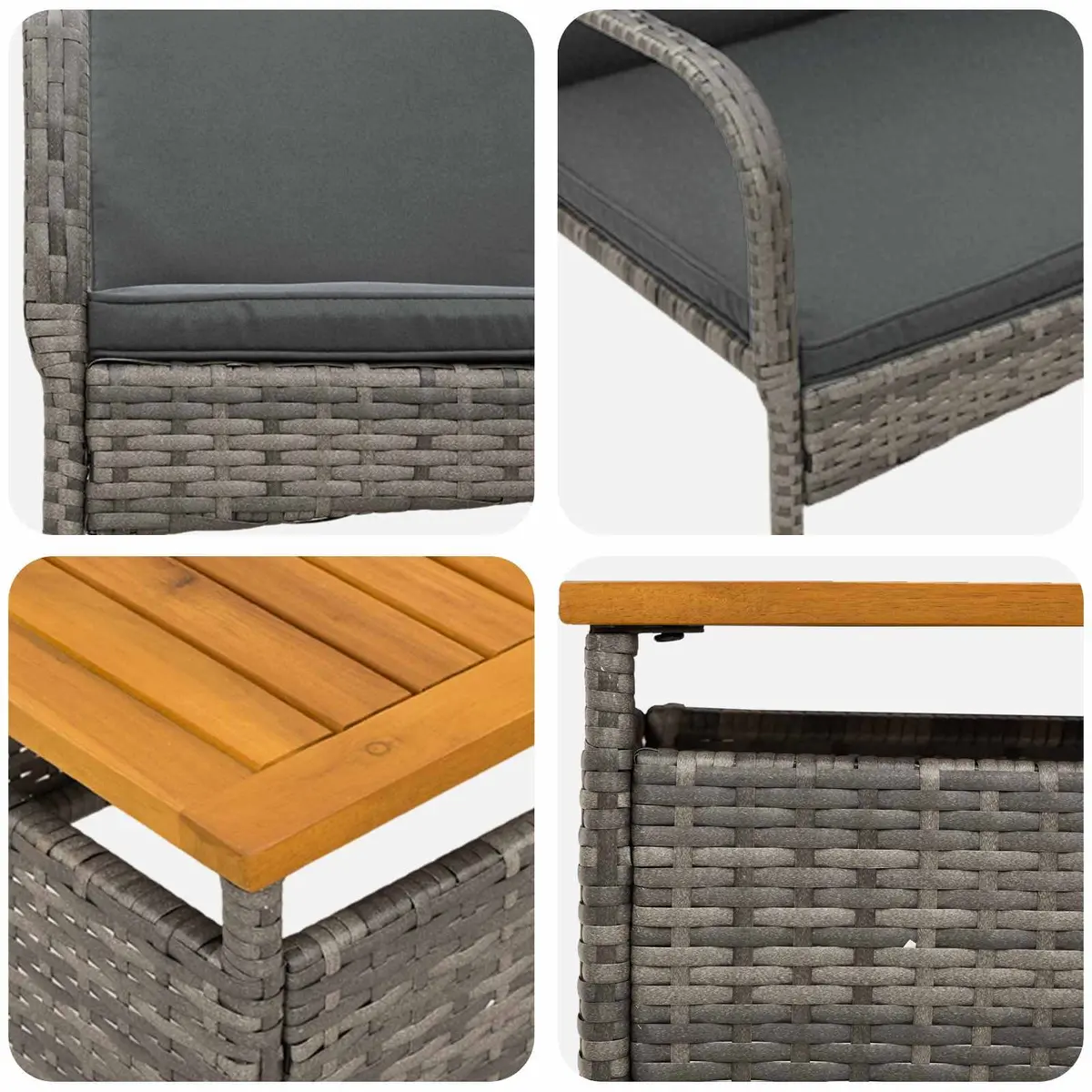 Garden Bistro Set Outdoor Furniture 3 Piece Grey Poly Rattan with Cushions