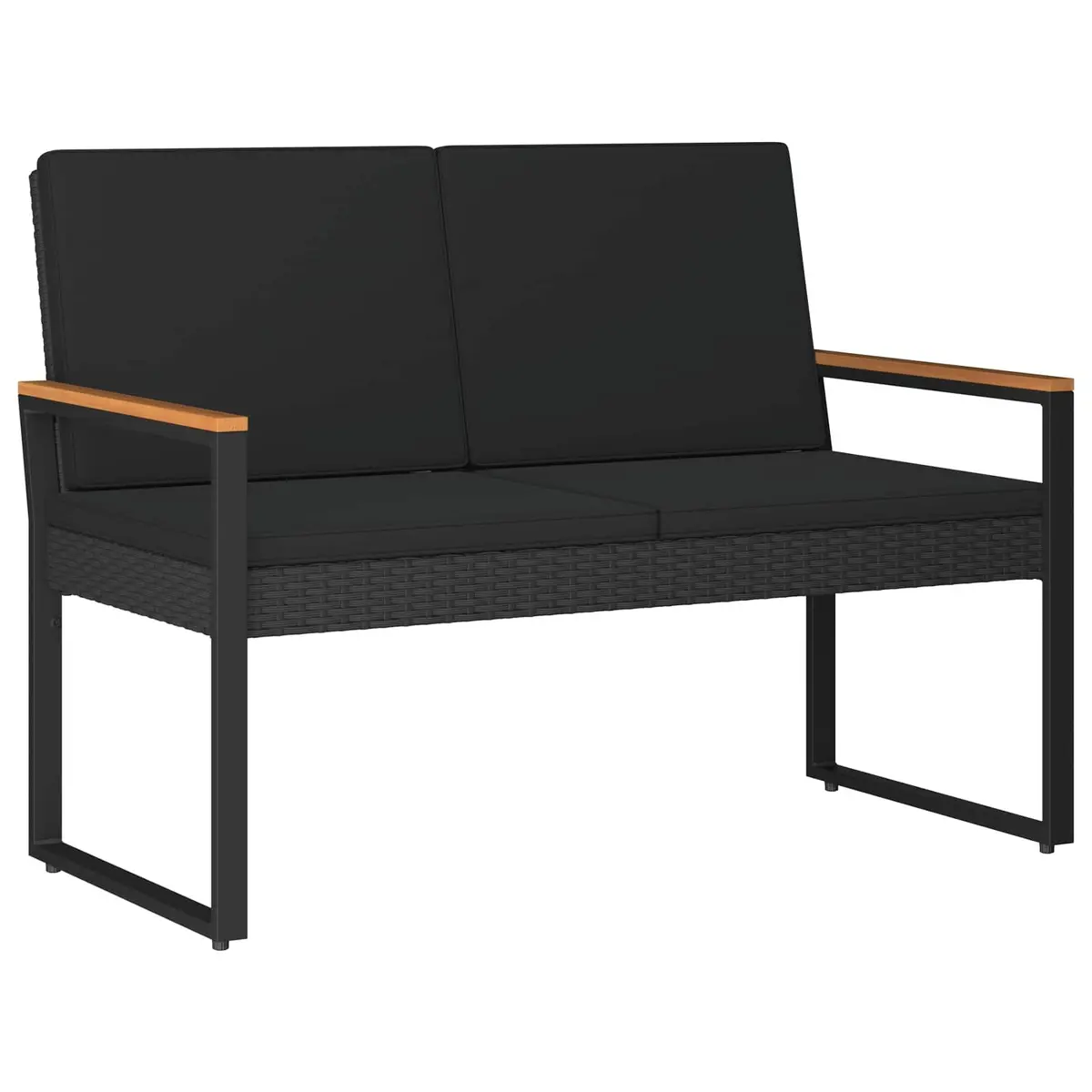 4-Piece Black Poly Rattan Garden Set