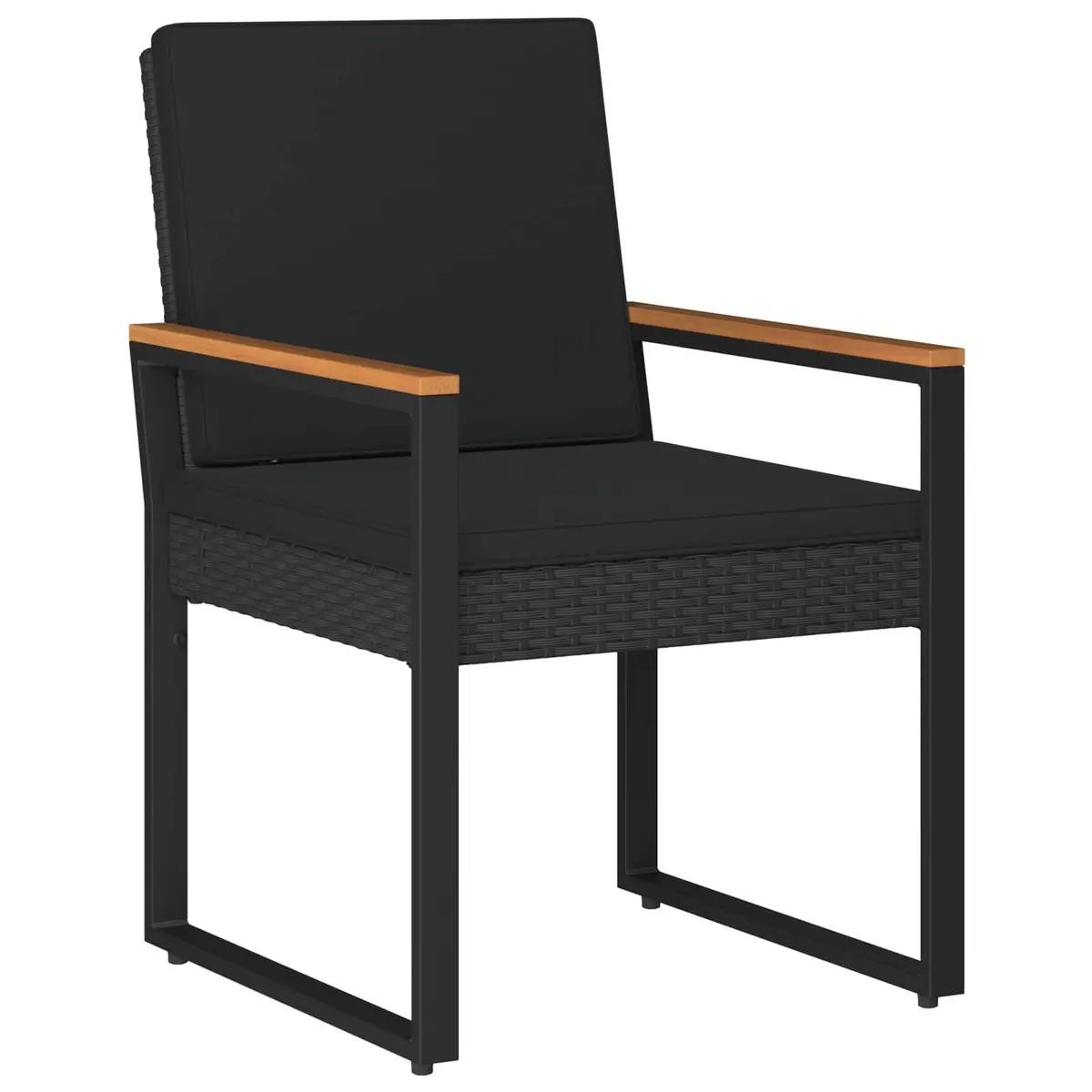 4-Piece Black Poly Rattan Garden Set