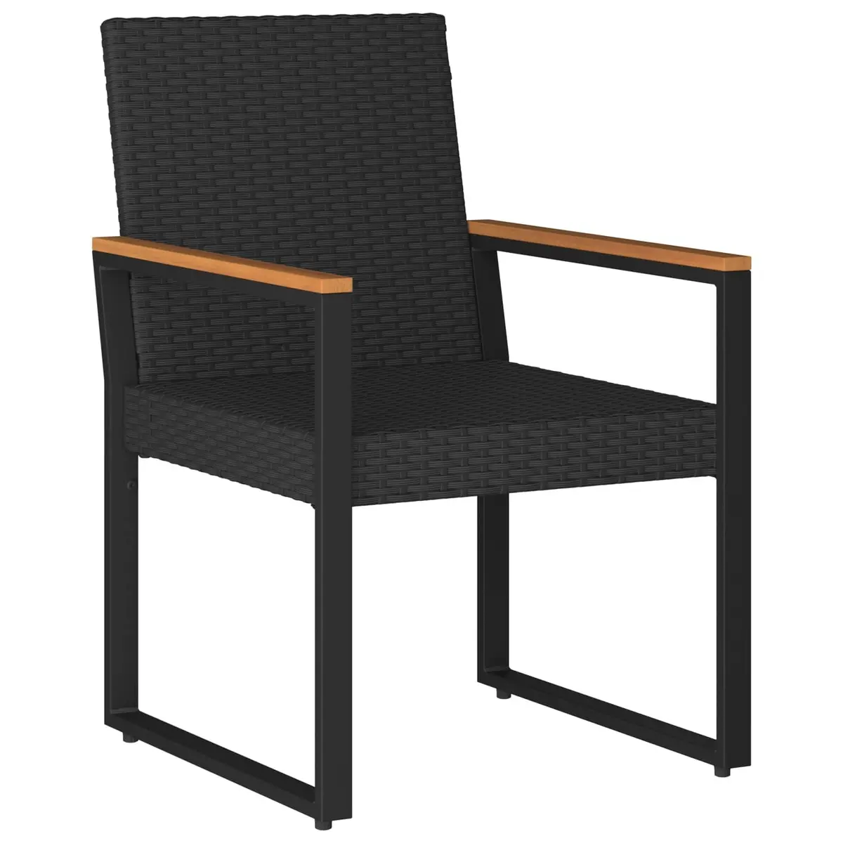 4-Piece Black Poly Rattan Garden Set