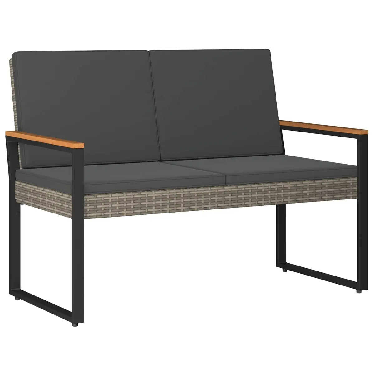 Outdoor Furniture Set for Garden Patio 4 Pieces Grey Poly Rattan