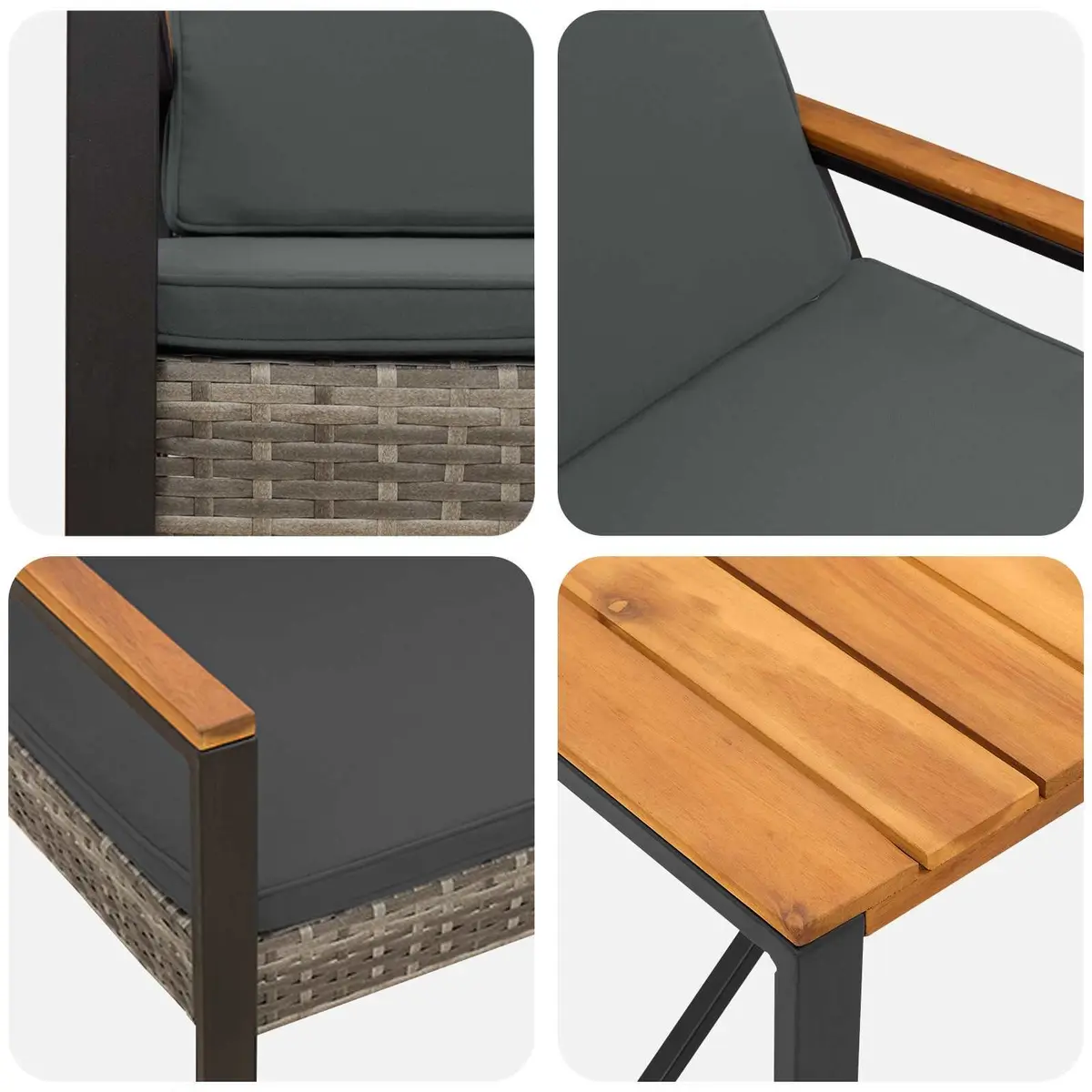 Outdoor Furniture Set for Garden Patio 4 Pieces Grey Poly Rattan