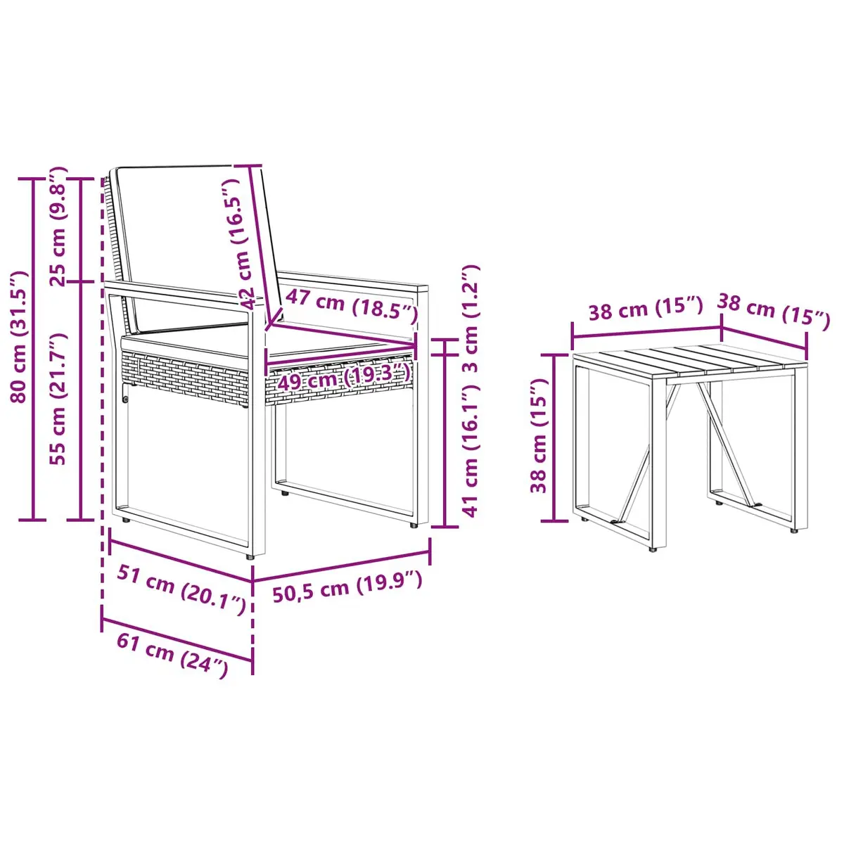 Outdoor Furniture Set Garden Patio 3 Piece Grey Poly Rattan Lounge Chairs Table