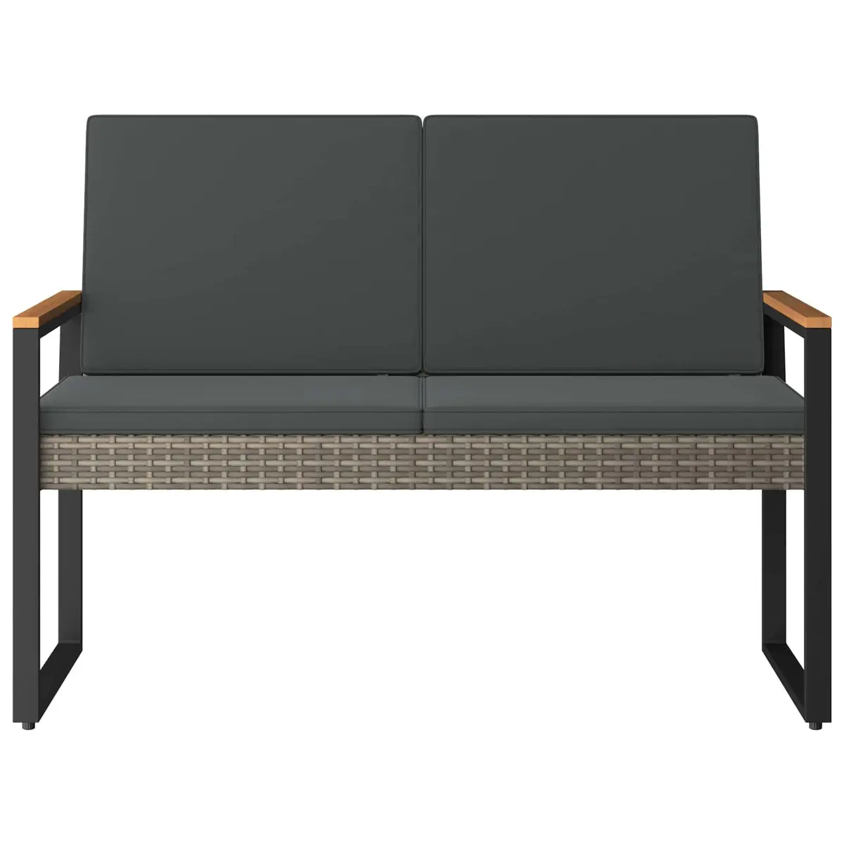 Outdoor Bench for Garden Patio Grey 107 x 61 x 80 cm Poly Rattan Weather-Resistant Durable Seating