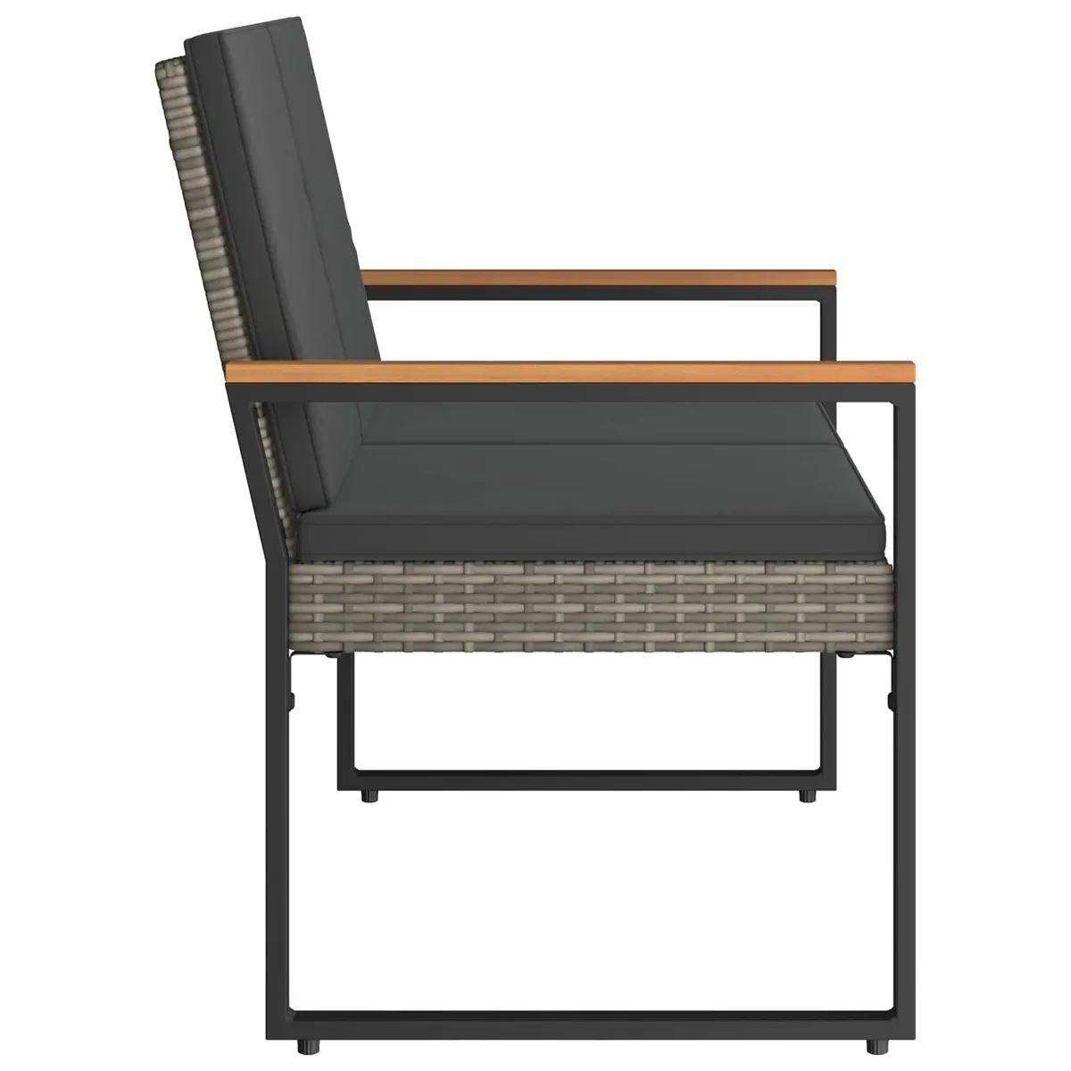 Outdoor Bench for Garden Patio Grey 107 x 61 x 80 cm Poly Rattan Weather-Resistant Durable Seating