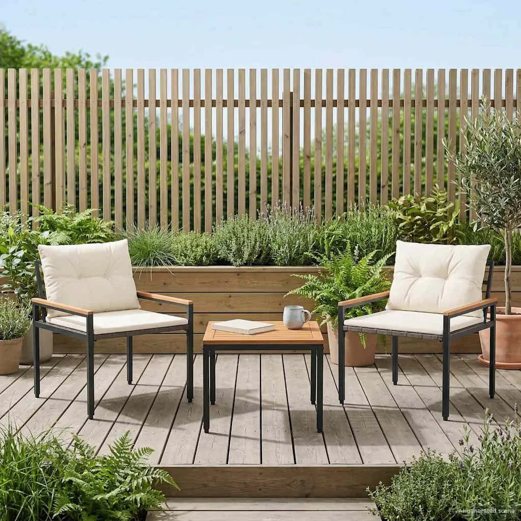 Outdoor Furniture Set Garden Patio 3 Pieces Grey Poly Rattan with Wood