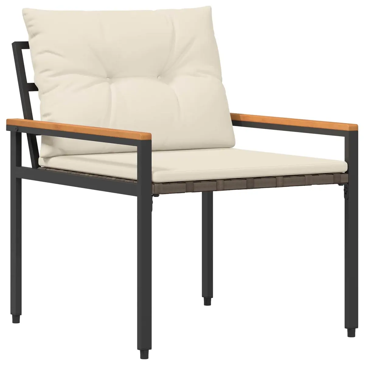 Outdoor Furniture Set Garden Patio 3 Pieces Grey Poly Rattan with Wood
