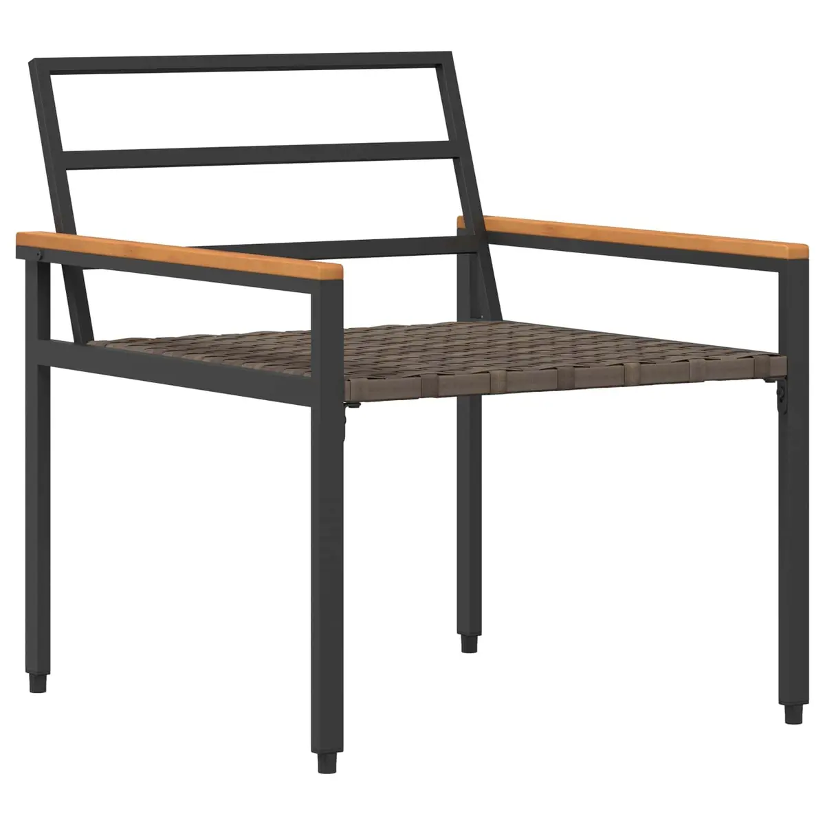 Outdoor Furniture Set Garden Patio 3 Pieces Grey Poly Rattan with Wood