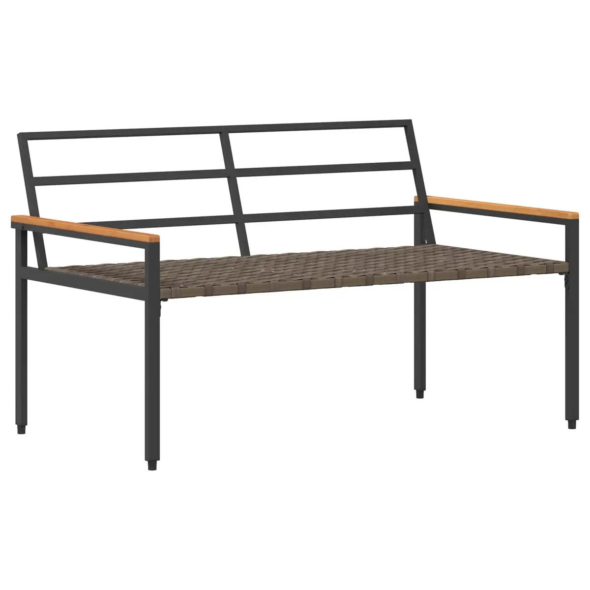 Outdoor Bench Garden Patio 2-Seater Poly Rattan Acacia Wood Backrest 116 x 67.5 x 72 cm