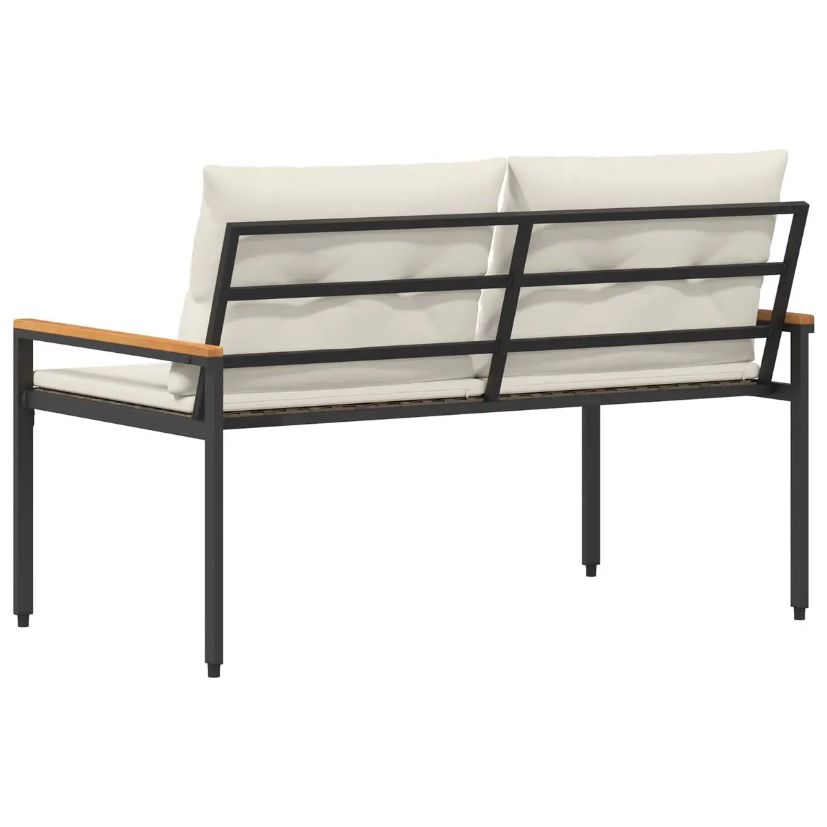Outdoor Bench Garden Patio 2-Seater Poly Rattan Acacia Wood Backrest 116 x 67.5 x 72 cm