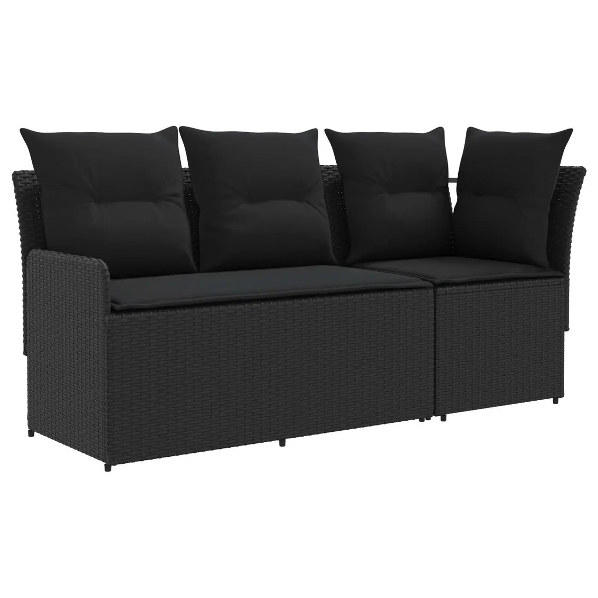 Outdoor Sectional Sofa 2-Piece Modular Patio Garden Black