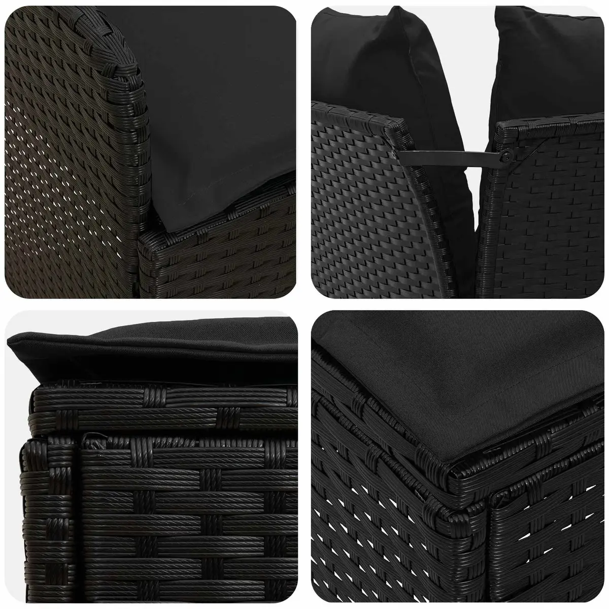 Outdoor Sectional Sofa 2-Piece Modular Patio Garden Black