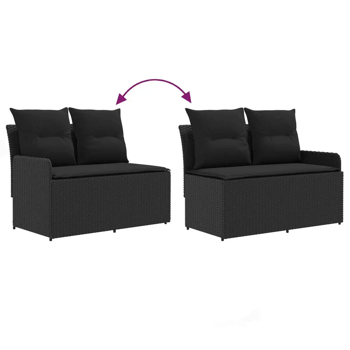 Outdoor Sectional Sofa 2-Piece Modular Patio Garden Black