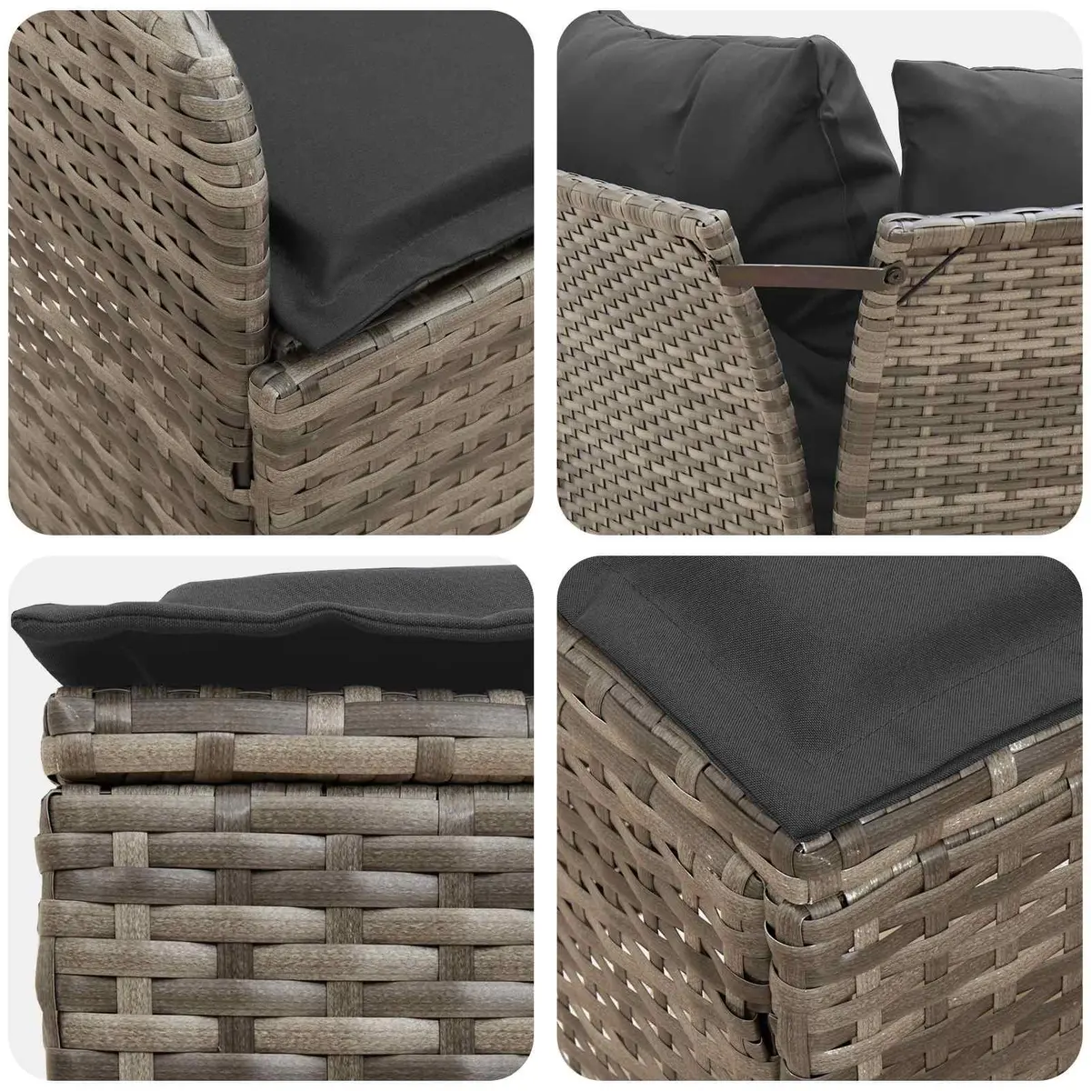 Outdoor Sectional Sofa Set 2-Piece Garden Armrest Corner Seating Modern Patio