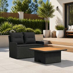 Outdoor Sectional Sofa with Adjustable Lift-Up Table