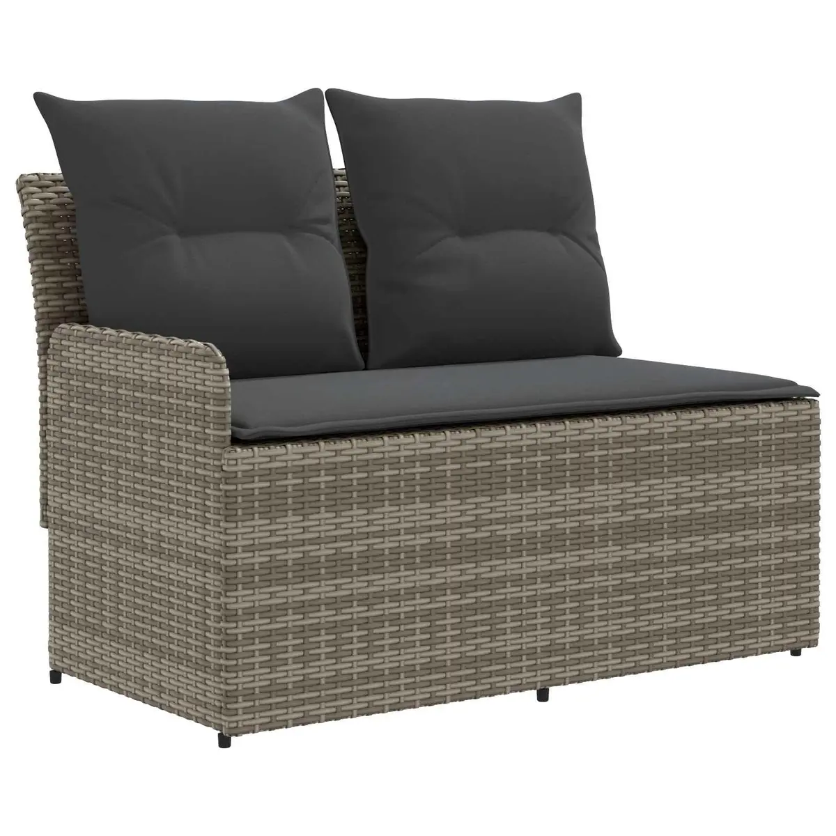 Garden Armrest Sofa with Liftup Table Outdoor Lounge Set 2 Piece Grey