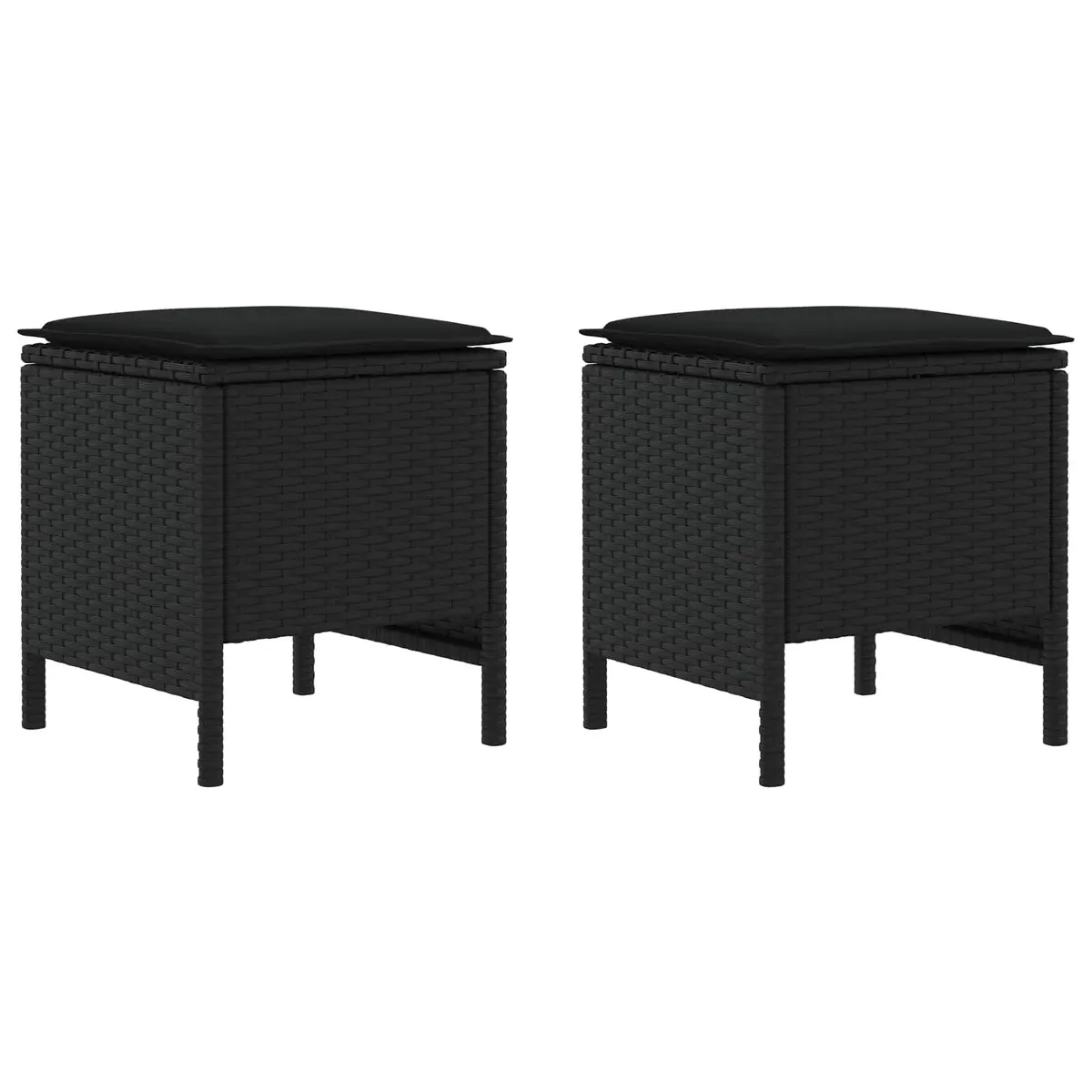 Garden Footstool Indoor Outdoor Seating Ottoman Black 38 x 38 x 45 cm