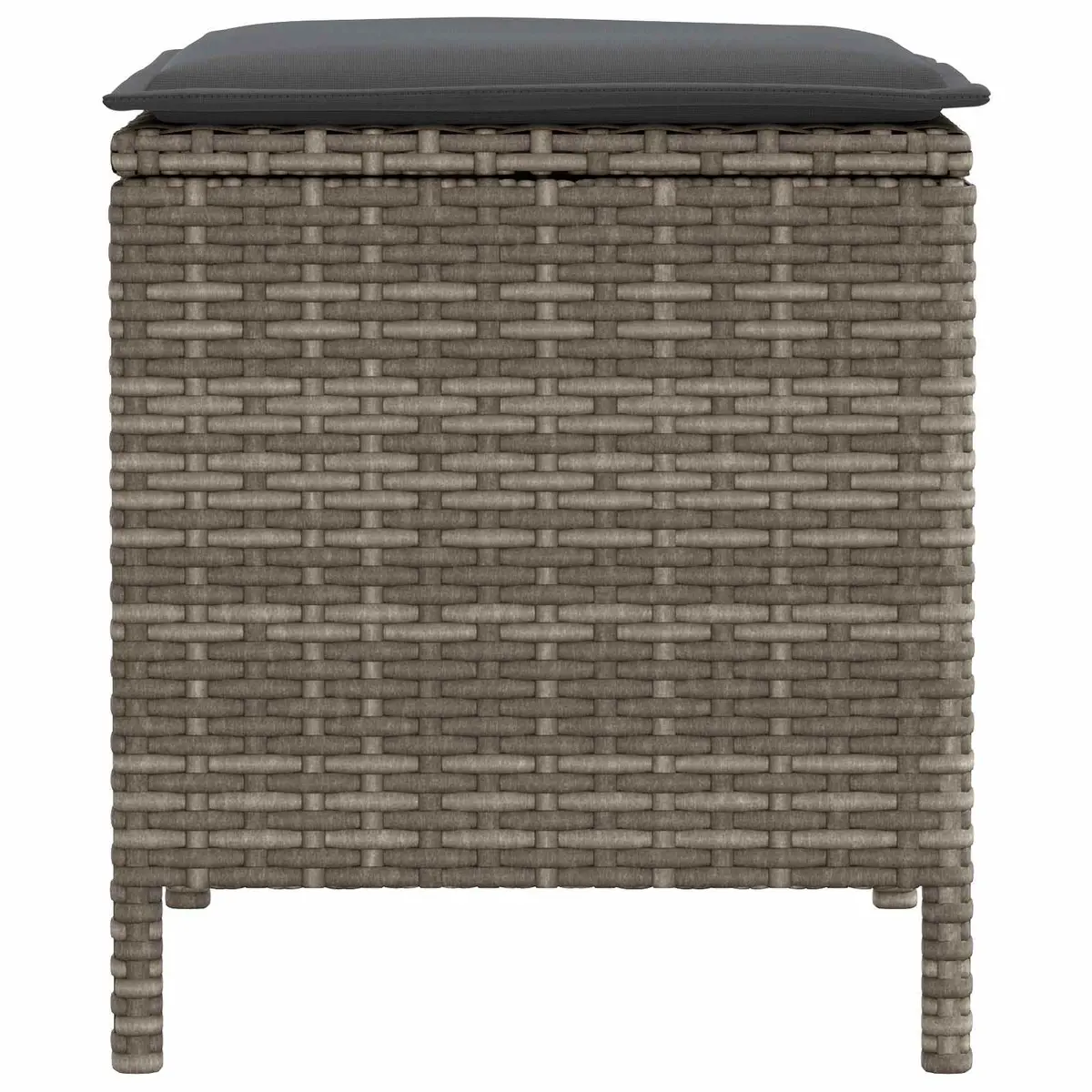 Garden Footstool Outdoor Indoor Seating 2 Piece Set Grey Rattan Frame Removable Cushion