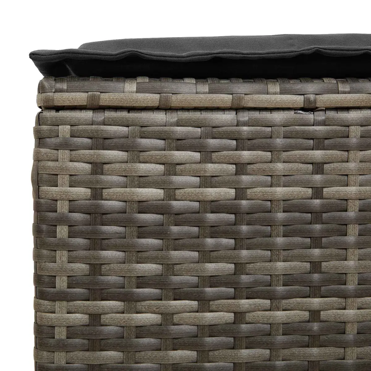 Garden Footstool Outdoor Indoor Seating 2 Piece Set Grey Rattan Frame Removable Cushion