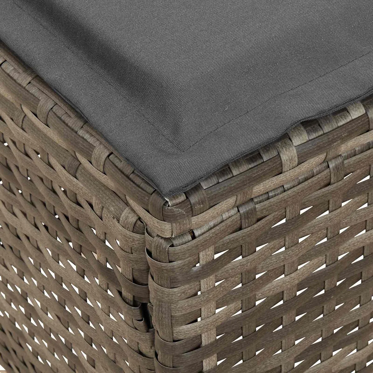 Garden Footstool Outdoor Indoor Seating 2 Piece Set Grey Rattan Frame Removable Cushion