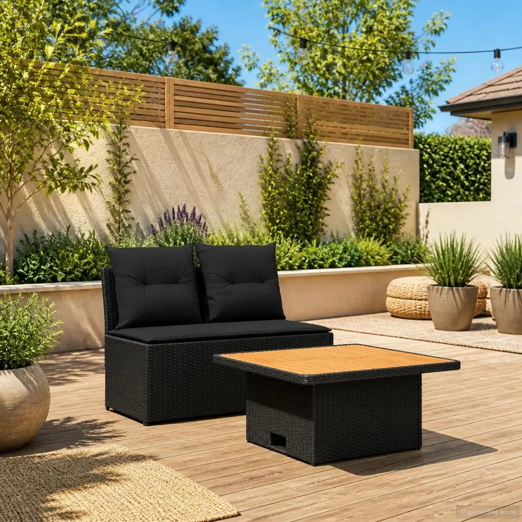 Outdoor Middle Sofa with Lift-Up Table