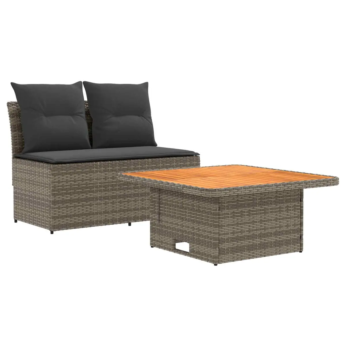 Outdoor Middle Sofa Sectional with Lift-up Table Grey
